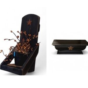 2 Primitive matching Black Wall Decor Display Shelves